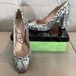 Sam Edelman Stillson Blue Jacquard Pump 9.5 NWOT